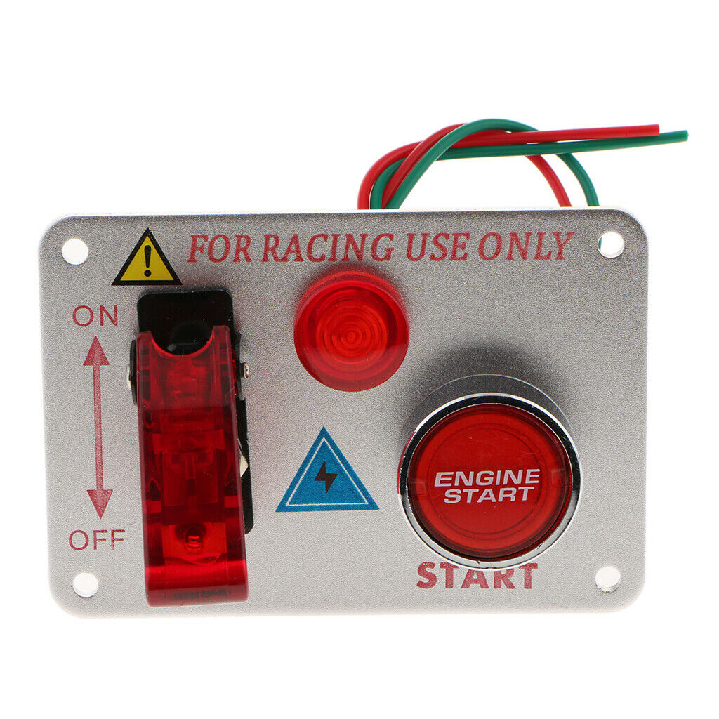 Race Car Ignition Switch Panel LED Toggle Engine Start Push Button Starter
