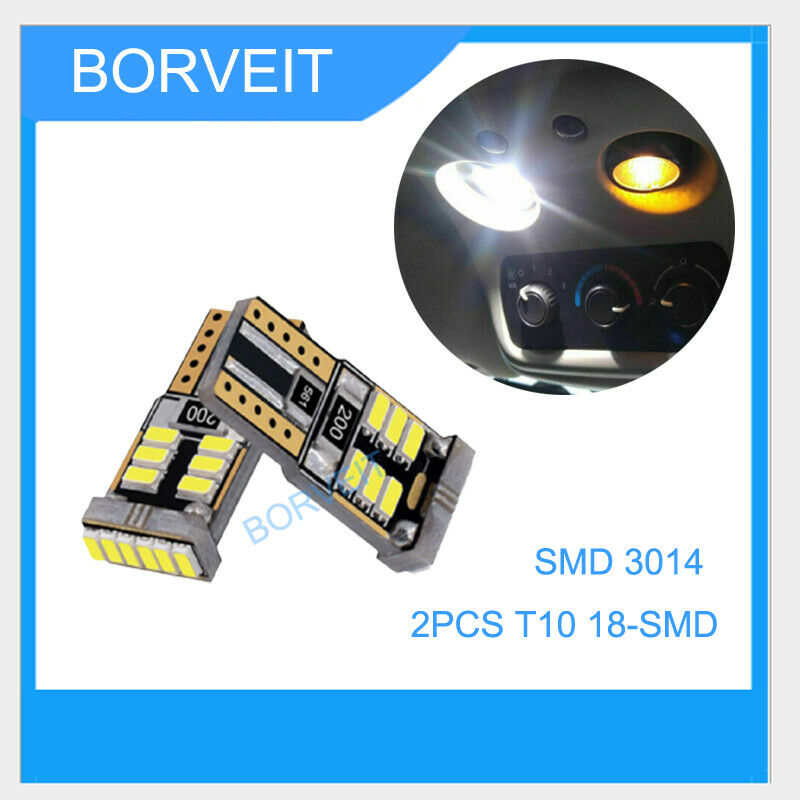 2x 194 168 2825 T10 LED License Plate Map Trunk Dome Light Bulb 6000K White