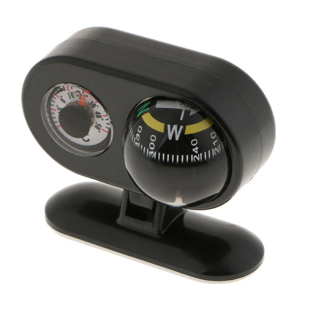 2 In1 Car Compass With Thermometer Adjustable Navigation Dashboard Guide