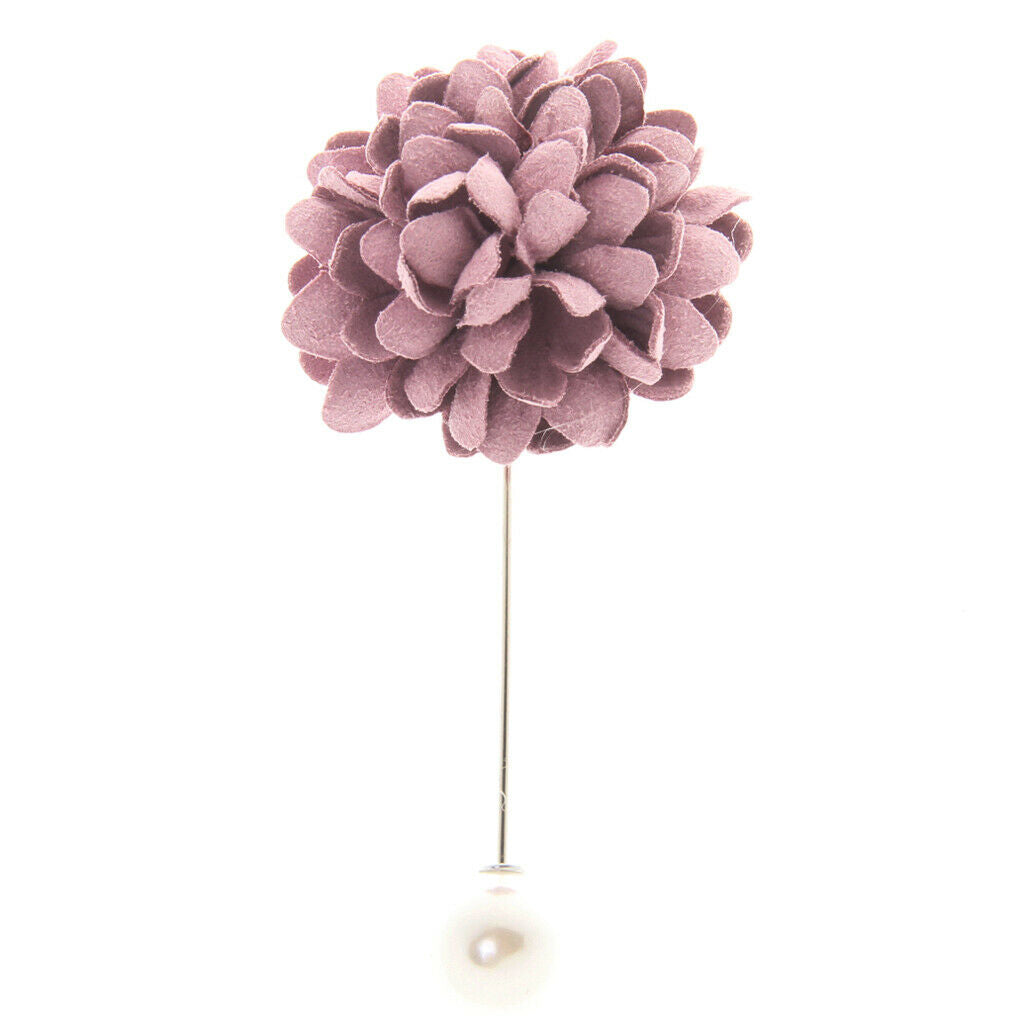 Mens Lapel Purple Flower Boutonniere Stick Brooch Pin Corsage
