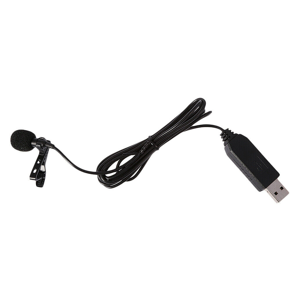 USB Omnidirectional Condenser Clip On Collar Tie Lavalier Lapel Microphone
