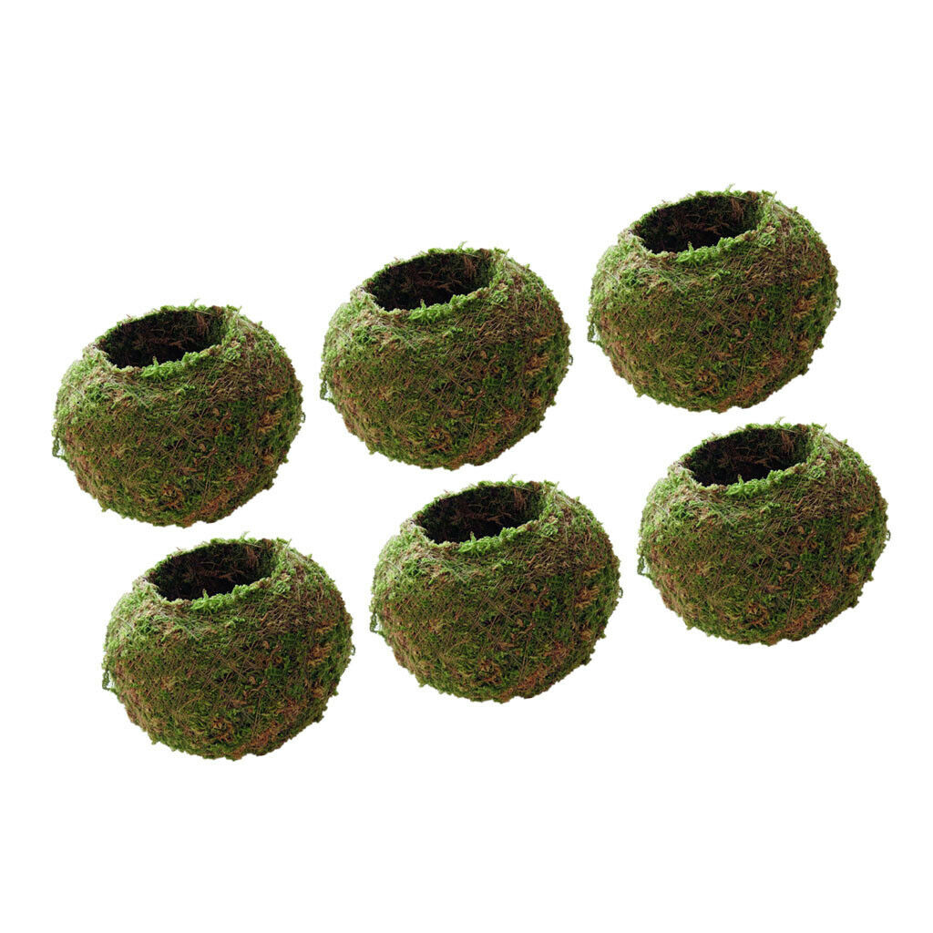 6Pcs Green Artificial Moss Balls Decorative Planters, Ideal for Vases, Table