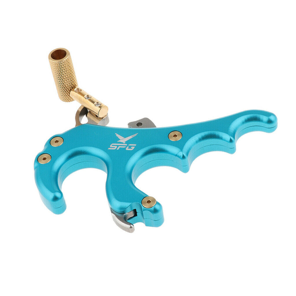 Bow Release   Thumb 4 Finger Compound Bow Button Release Aid Grip  Blue