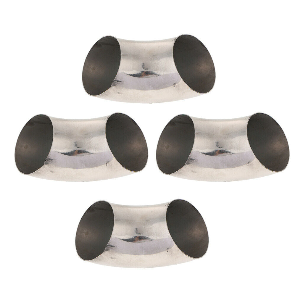4Pcs Car Auto 201 Stainless Steel 2.5" 63mm 90 Deg Weld-On Exhaust Pipe Tube