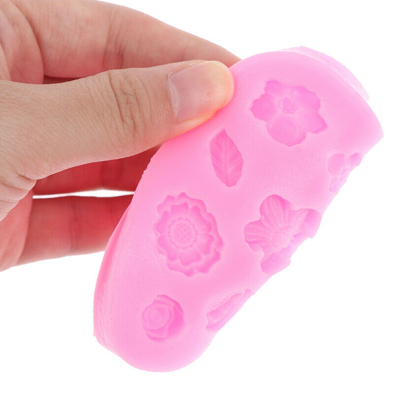 Cartoon Flower & Leaf Silicone Fondant Soap Cake Mold Cupcake Baking Tool.l8