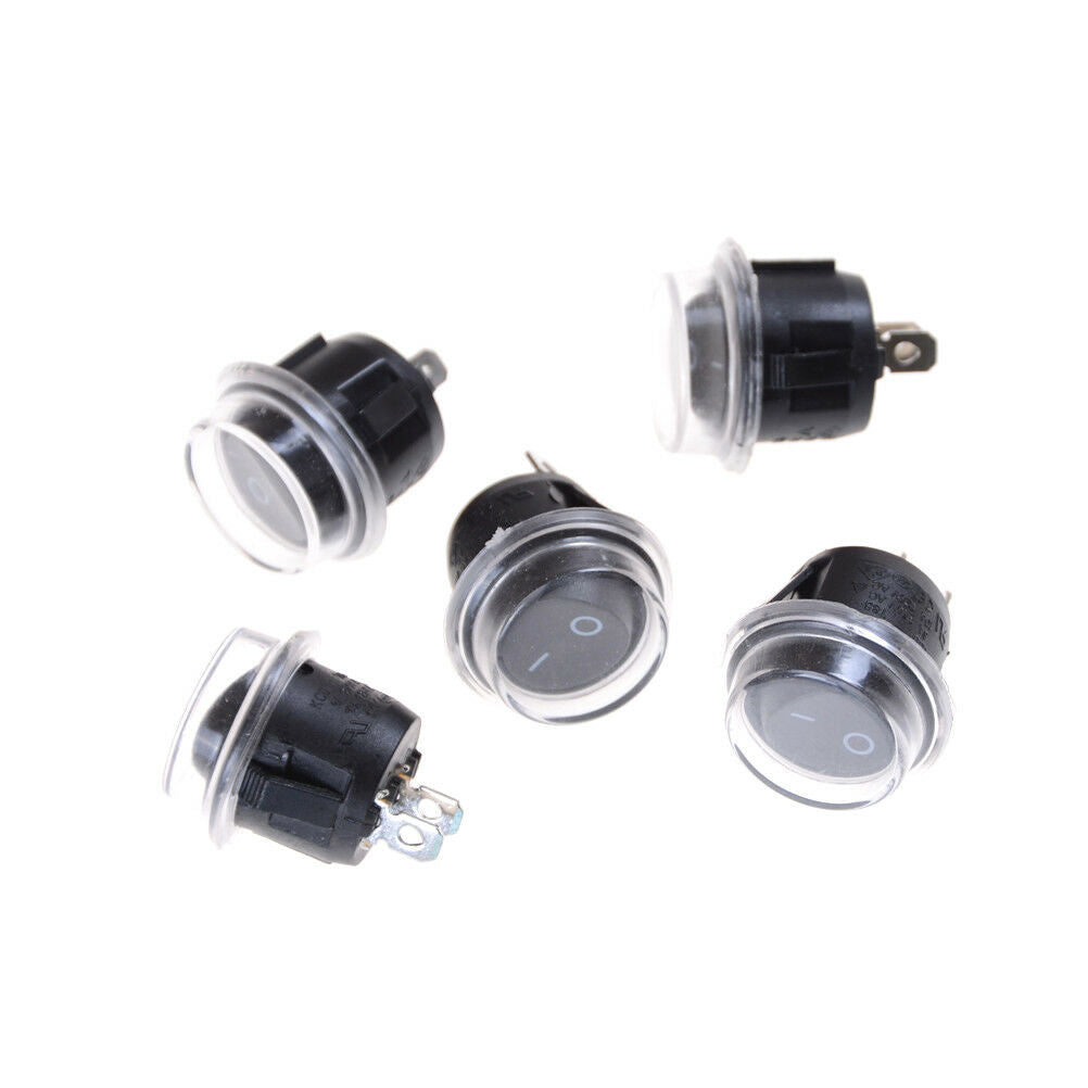 5x Car 12V Round Rocker Boat Toggle SPST ON/OFF Switch + Waterproof Cover D WF