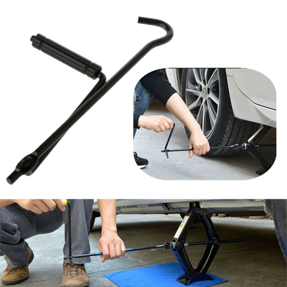 1 Pcs Black Durable Tire Wheel Jack Lug Wrench Rocker Emergency Wheel Changes