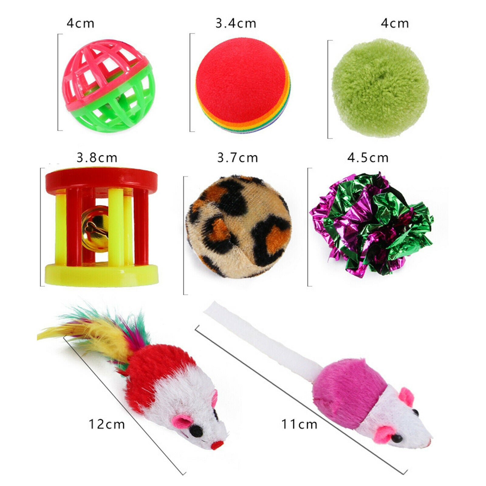 21Pcs/Set Kitten Cat Toys Balls Collapsible Tunnel Wand Stick Fluffy Mice