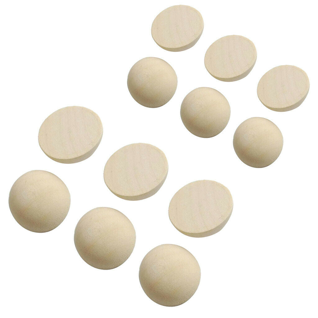200pack Unfinished Half Blocks Natural Wooden Dome Ball Beads Loose 15mm / 20mm