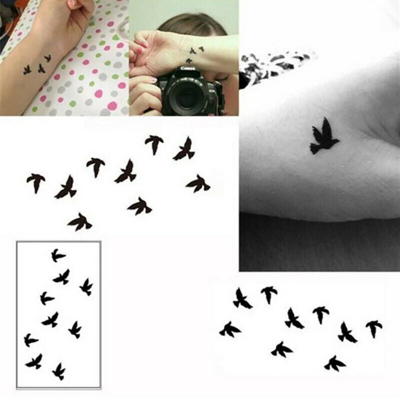 10Pcs/Set Unisex Waterproof Black Bird Shape Disposable Temporary Tattoo StiFCA