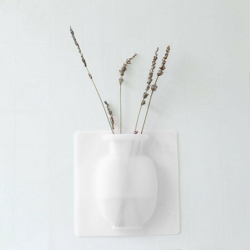 Diy  Wall Hang Vase Sticky Flower Bottle Rubber Silicone Floret Container WhitS9