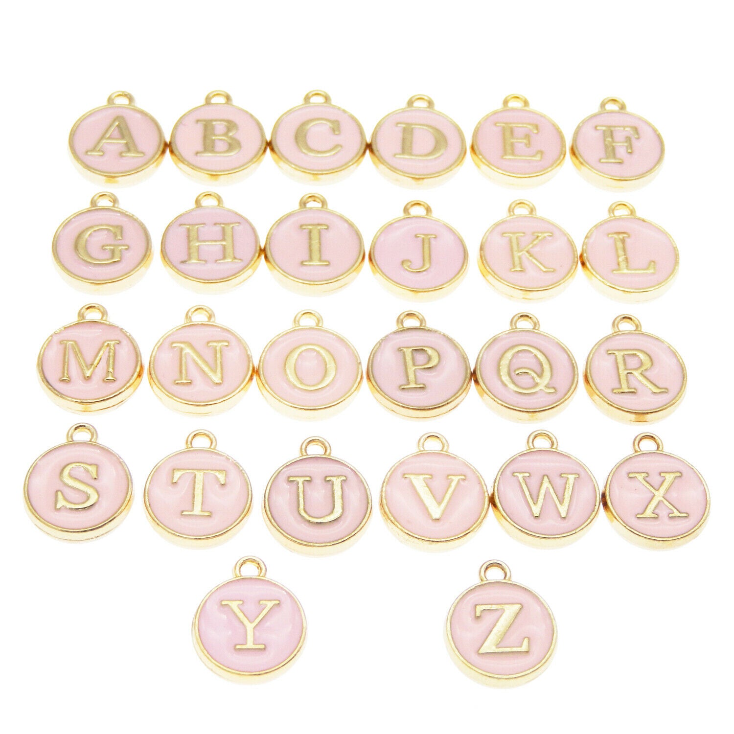 26pcs Enamel Plated Alloy A-Z Letters Alphabet Pendant Charms DIY Findings Craft