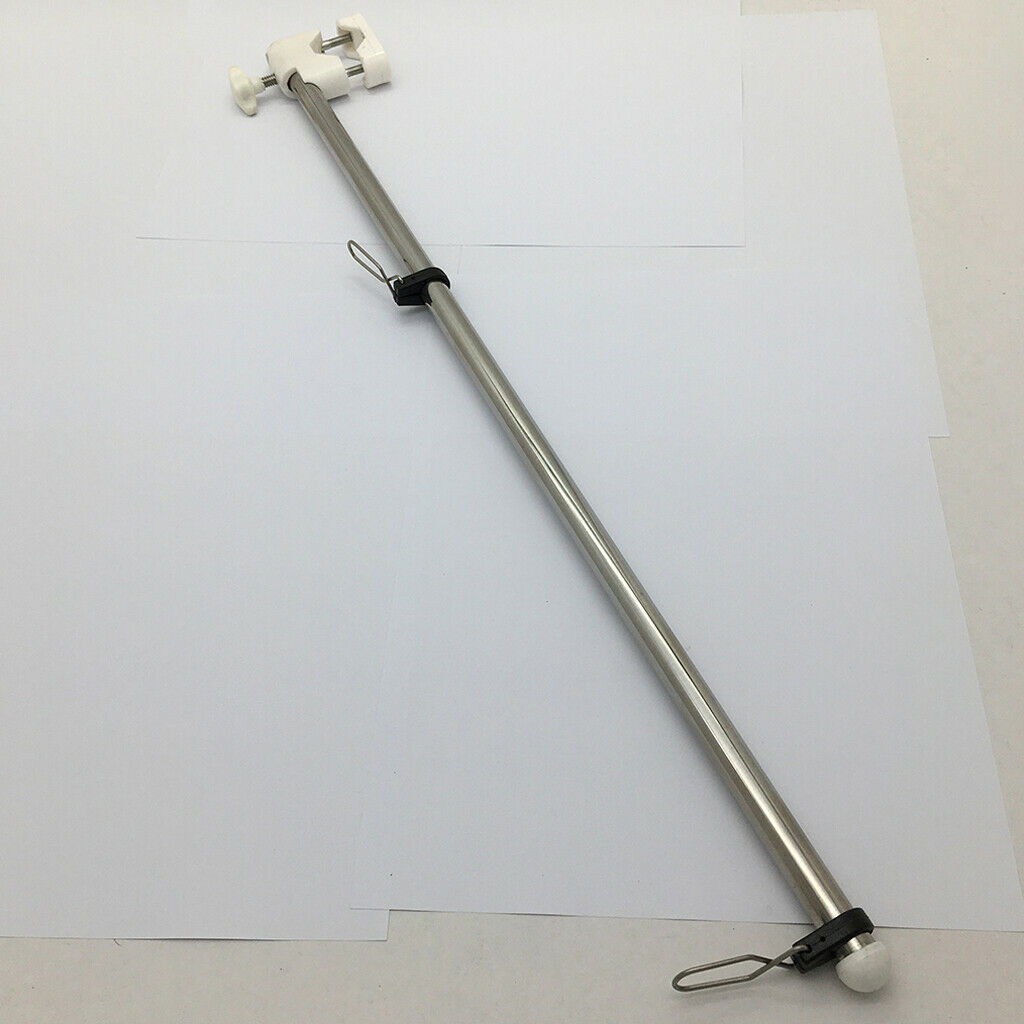 304 SS 21" Flag Pole + Clip For 7/8" - 1" Rail Boat Car RV Fishing Camper