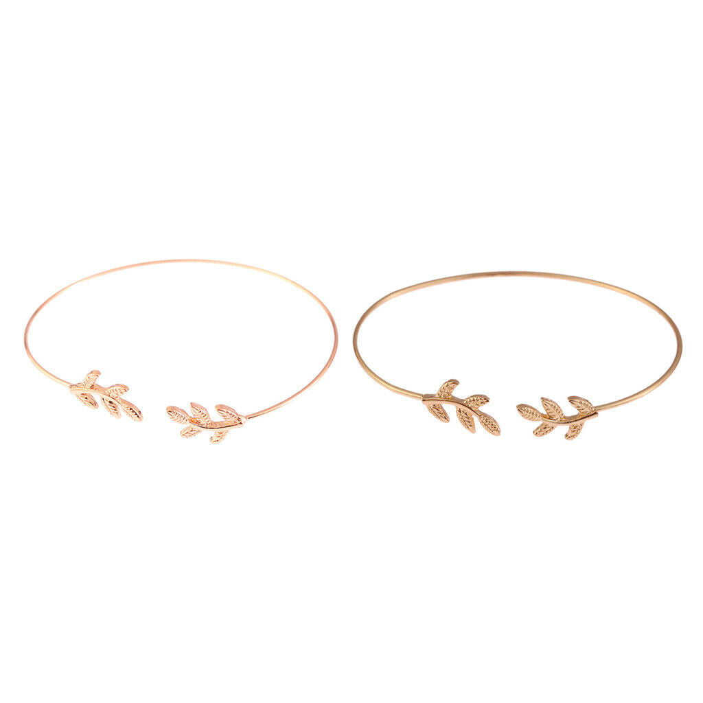 2x Boho Open Cuff Bracelet Adjustable Skinny Wire Bangle Women Jewelry