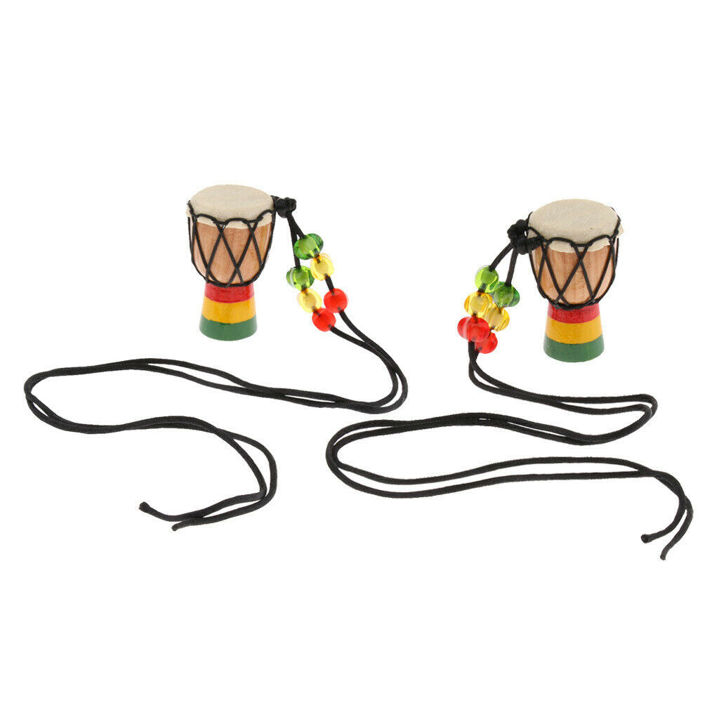 Wooden Mini Classic Drummer Djembe Percussion African Hand Drum Pendant B
