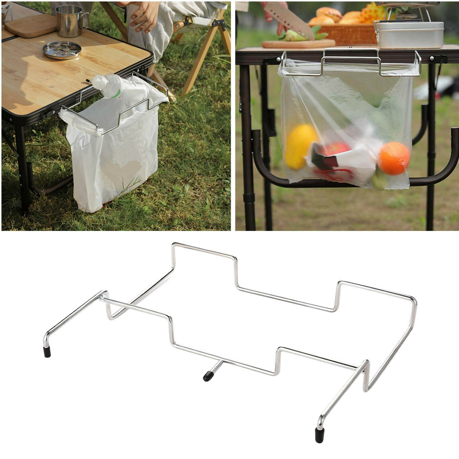 Trash Bag Holder Rubbish Bag Hanging Rack Kitchen Camping Desk Frame Hanger
