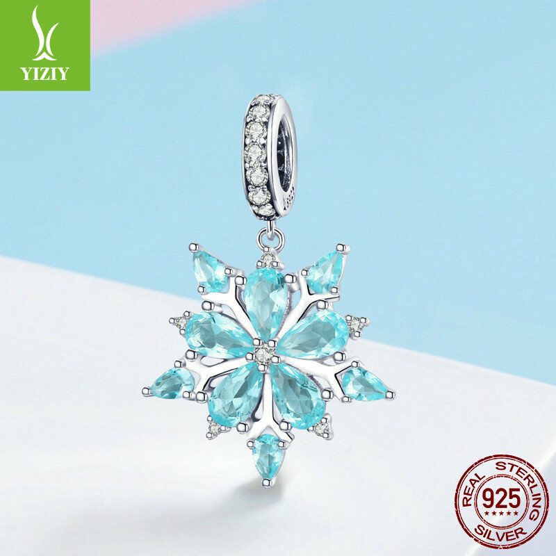 Winter New Snowflake 925 Sterling Silve Charm Pendant Bead Fit Chain Bracelet