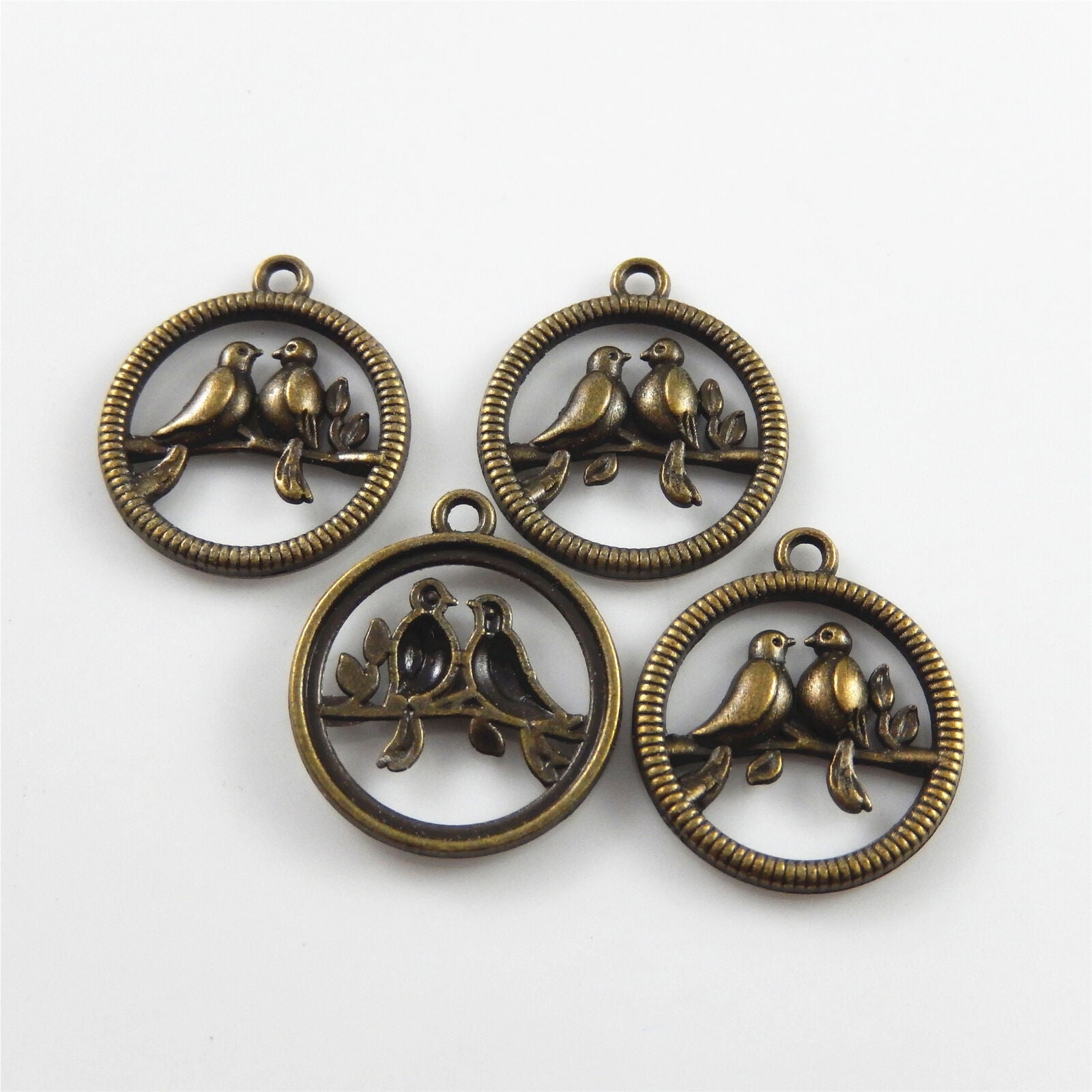 30 pcs Antiqued Bronze Couple Bird Charm Pendant DIY Crafts 25x21 mm #33321