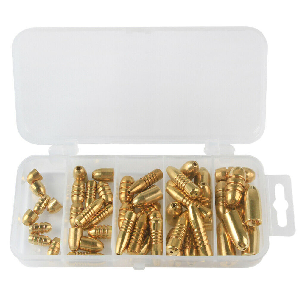 52pcs Brass Weights Bullet Shape Sinker Sea Carp Fishing   Sinker Tackle