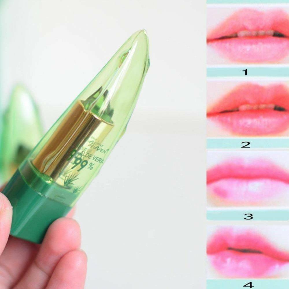 1X Aloe Vera Lipstick Lip Balm Color Mood Changing Long Lasting Moisturizing New
