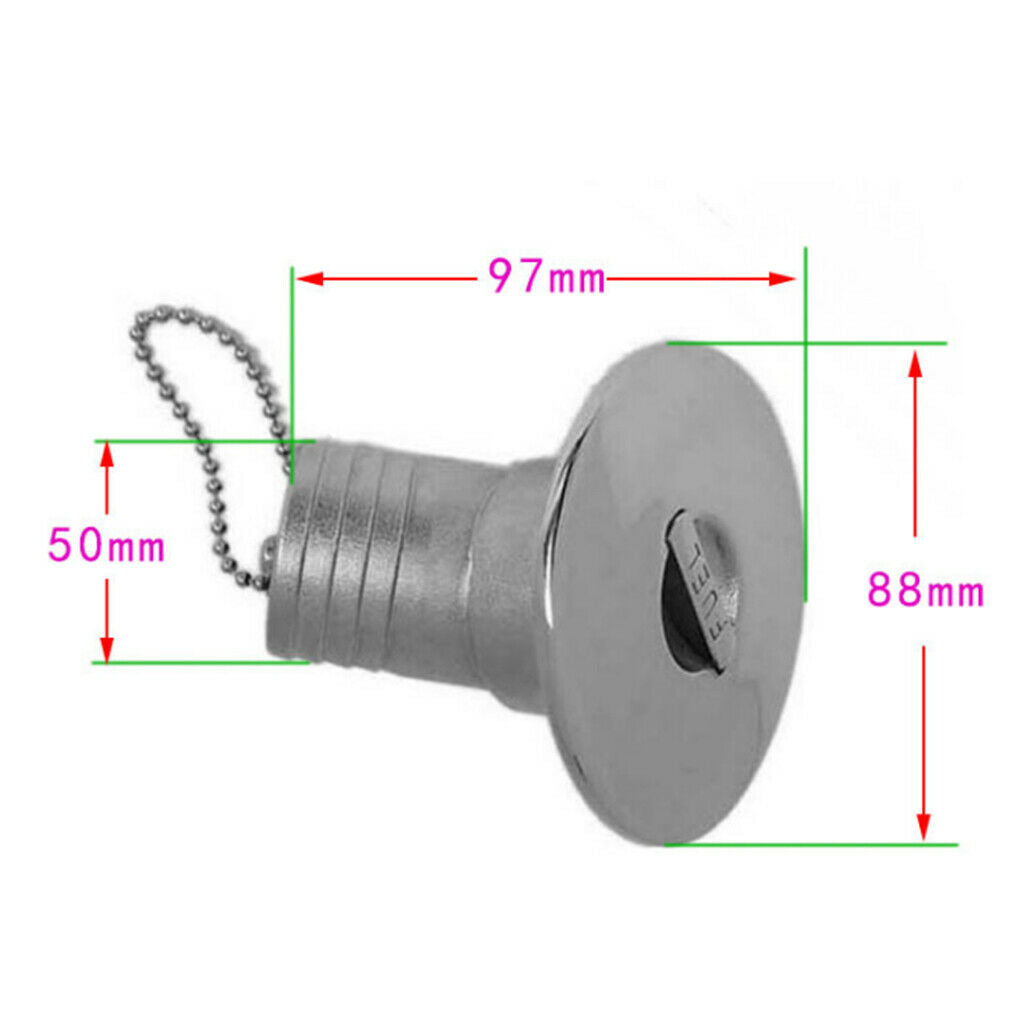 Boat Deck Fill / Filler Keyless   - 2" (50mm) 316 Stainless Steel Waste