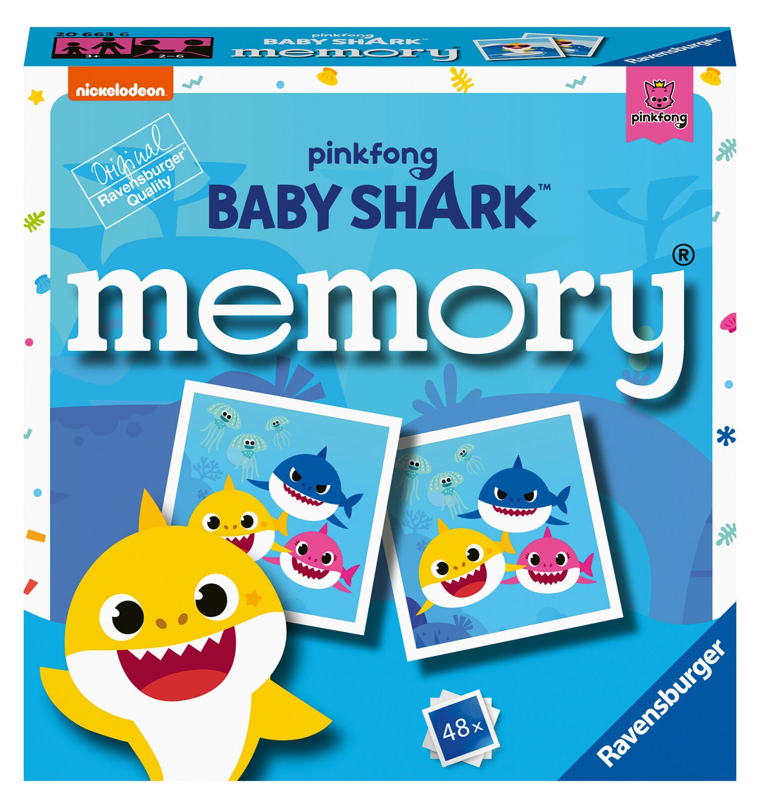 20663 Ravensburger Baby Shark Mini Memory Snap Pairs Card Game Children 3 Years+