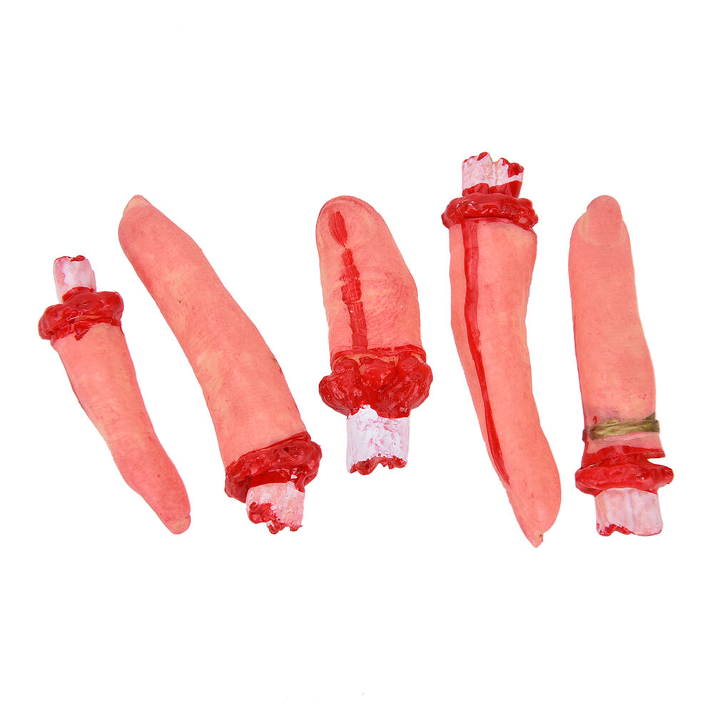 5in1 Halloween Horror Bloody Severed Chopped Fingers Chop Party Prop Deco.l8