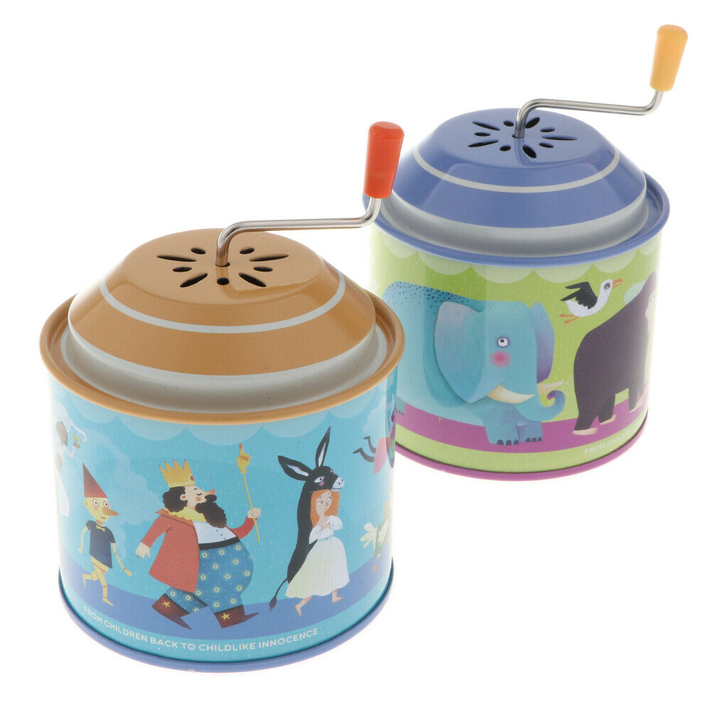 Classic Cartoon Fairy Tale Tin Hand Crank Music Box for Kids Toddler Christmas