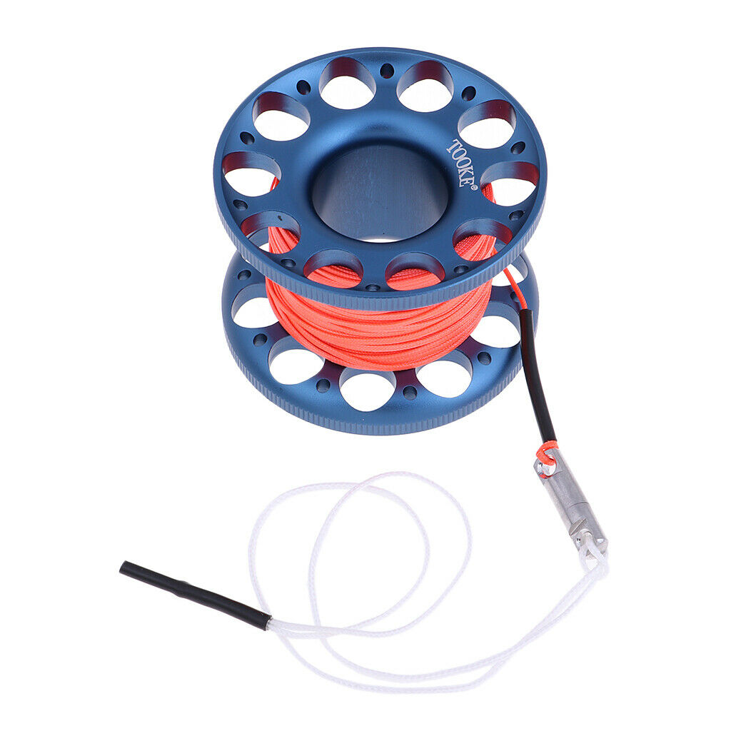 Scuba Diving Finger Spool Cave Wreck Reel with 15m Line Bolt Snap Blue