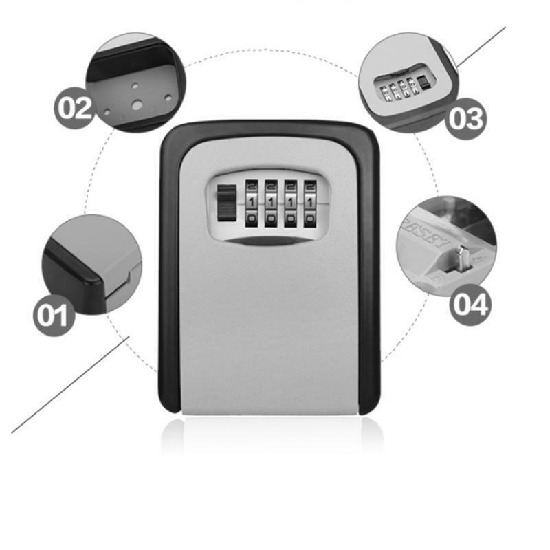4 Digit Outdoor High Security Wall Mounted Key Safe Box Code Secure Lock-Storage