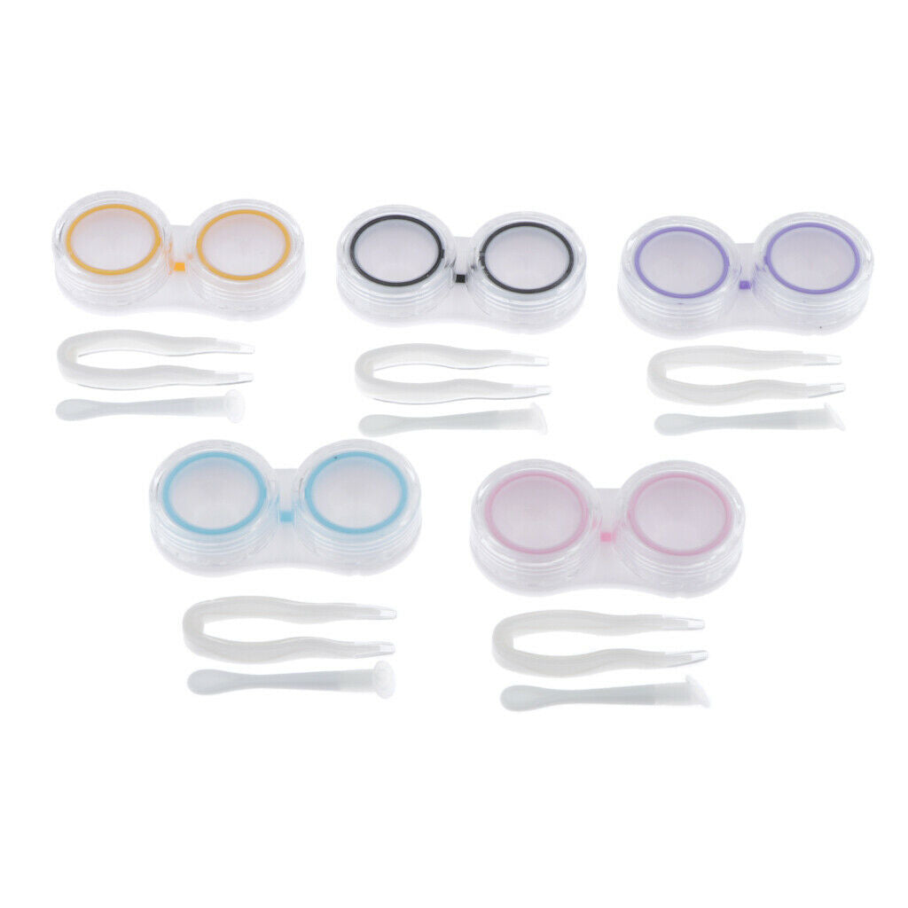 5Pcs Portable Contact Lens Soaking Case Container Holder Storage Box Pink