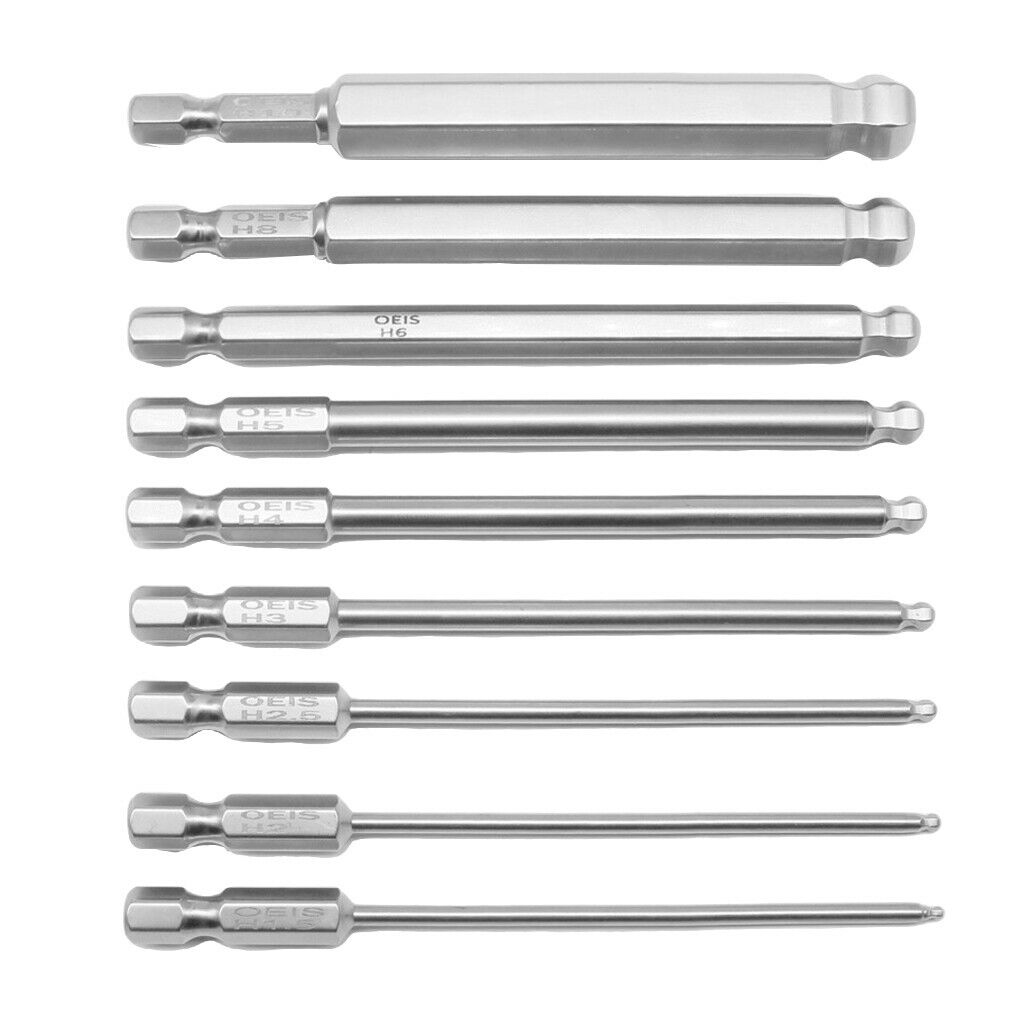 100mm Magnetic Ball Hexagon Screwdriver Bits H1.5-10 1/4 Shank Hand Tools