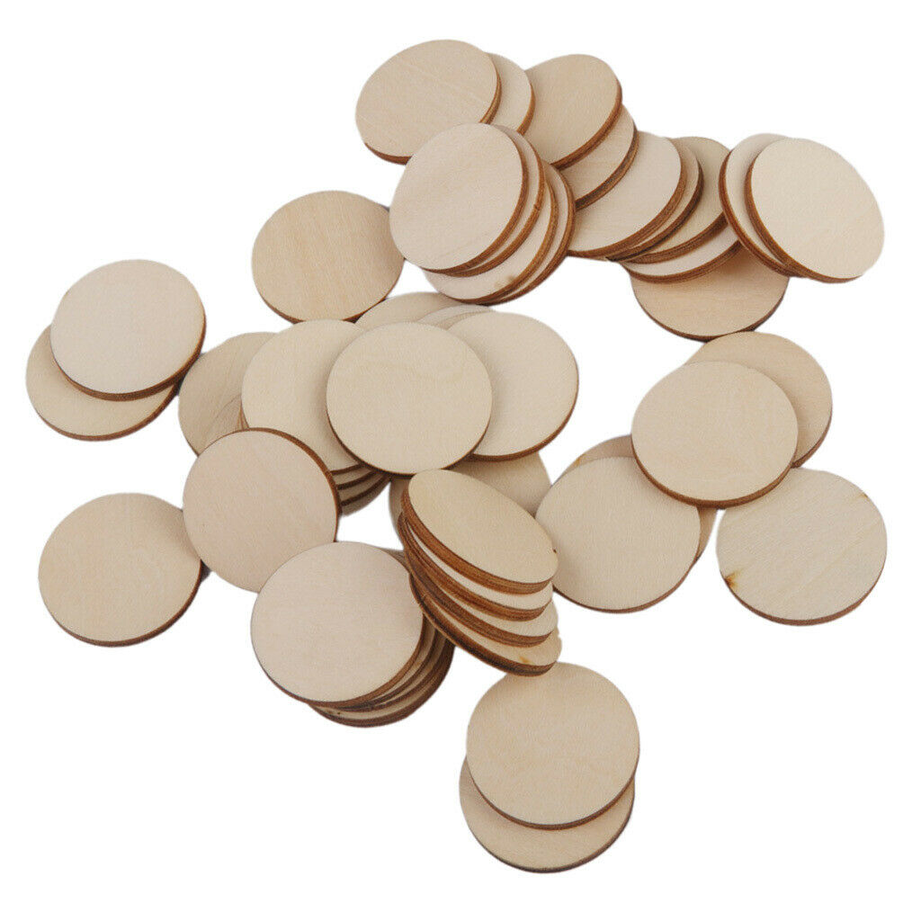 50x Natural Wooden Slice Unpainted Wood Shapes Thicken DIY Pendants 3cm