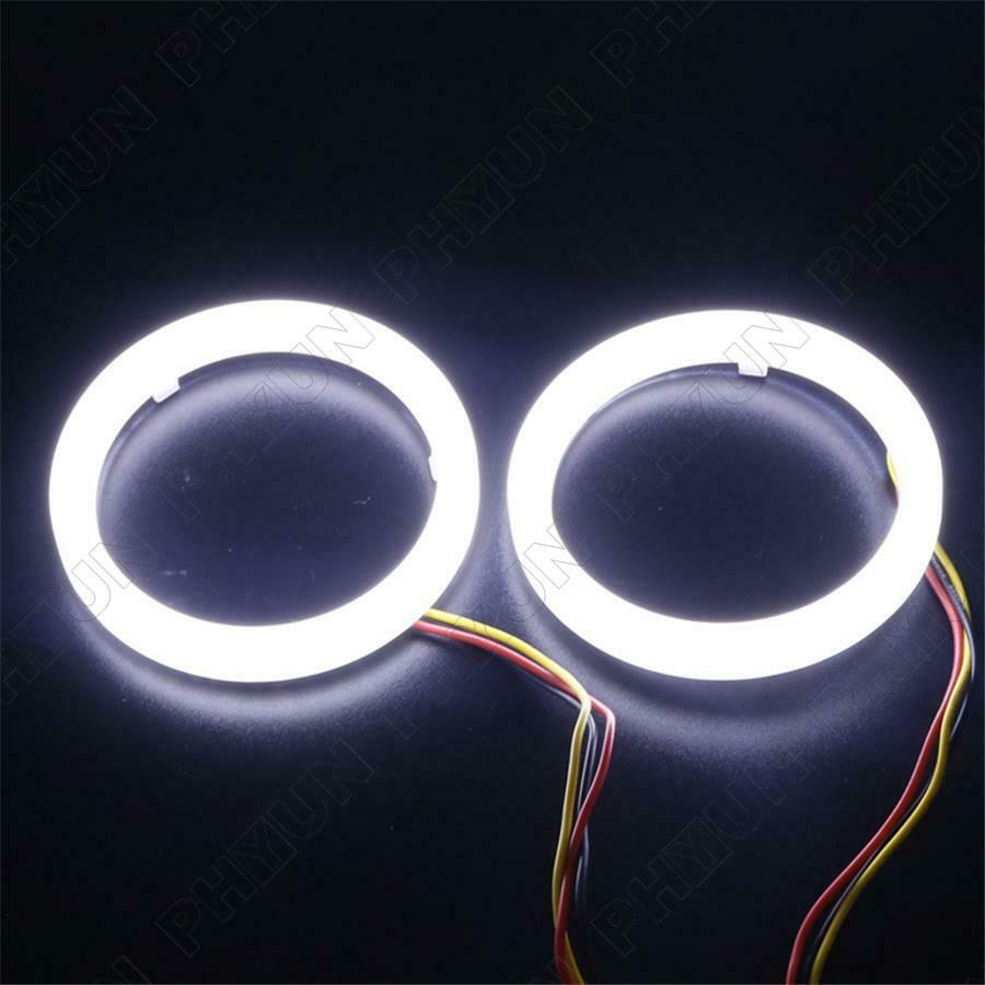 2x Car White Amber 100 MM LED Angel Eyes Halo Rings Headlight DRL Light Retrofit
