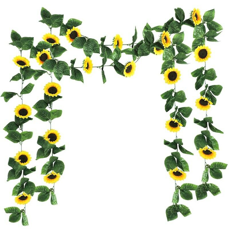 2 Pack Artificial Sunflower Garland Silk Sunflower Vine Artificial Flowers WitZ6