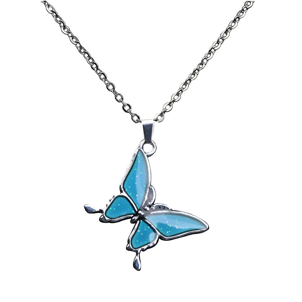10 Pcs Butterfly Shaped Mood Pedant Necklace Choker Color Change for Girl