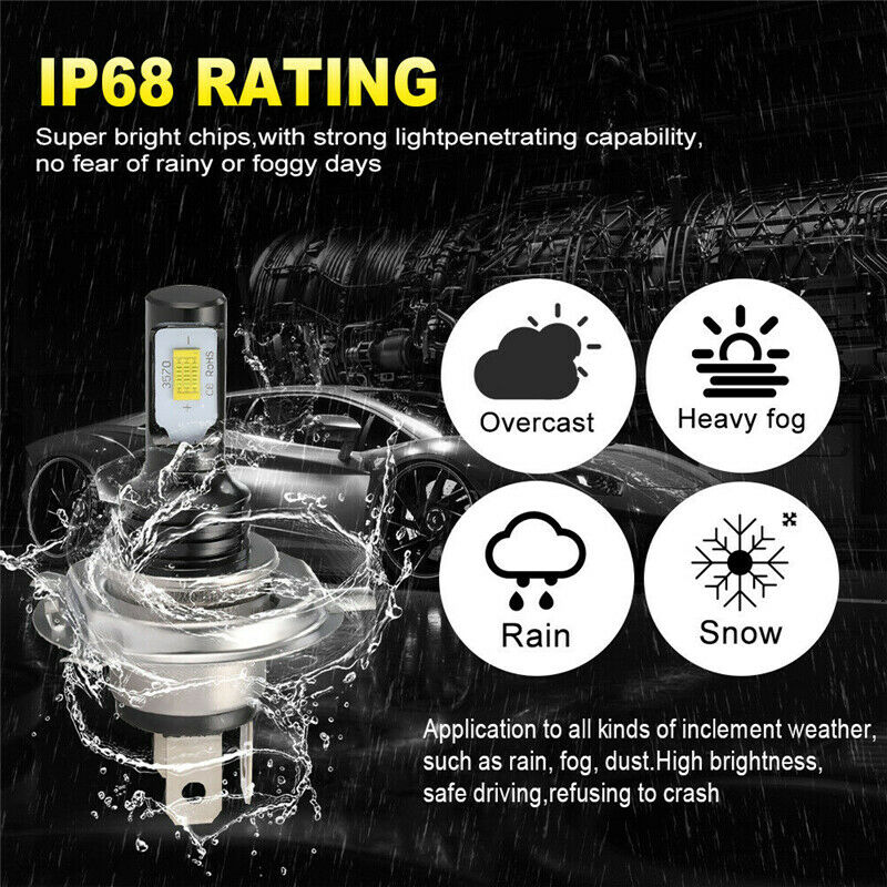 2Pcs H4 LED Fog Lights Car 12V 35W 3570 CSP Headlight Bulbs Xenon 6000K White