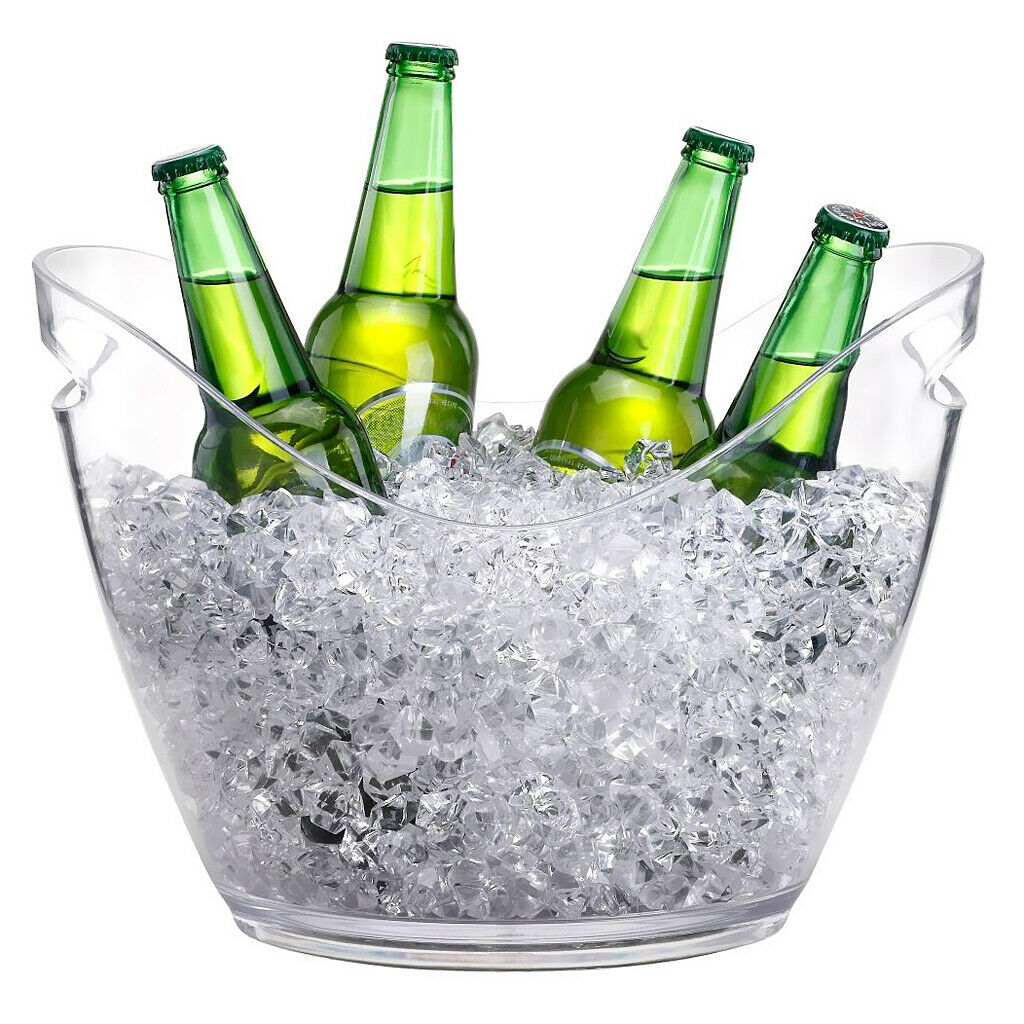 Clear Plastic Ice Bucket Wine Champagne Bottles Ice Cooler Bar Decor 4L