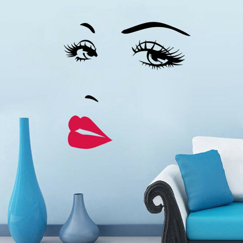 1Pcs Sexy Eyelashes Red Lips Wall Stickers Living Room Bedroom Decoration.l8
