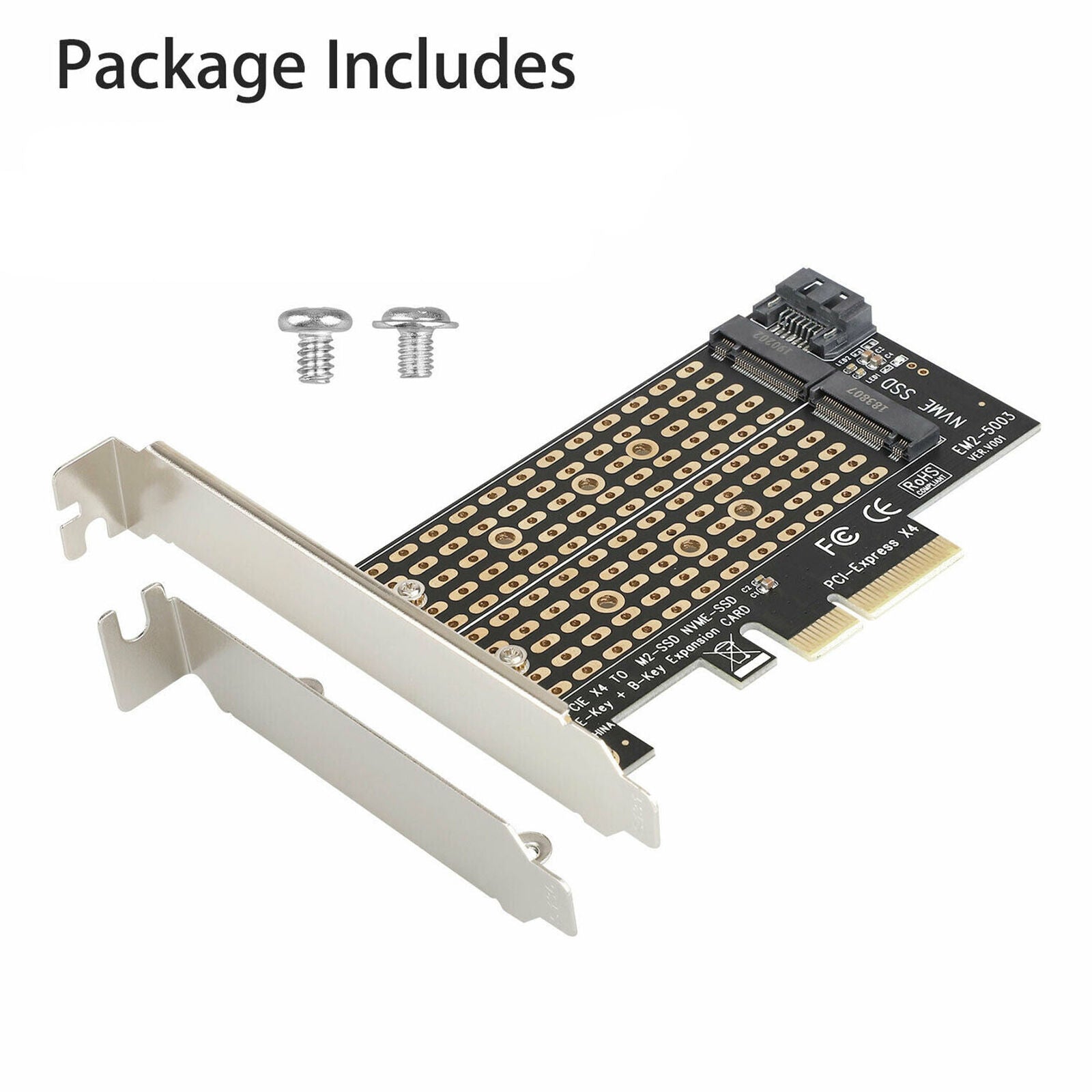 M.2 NGFF to Computer SATA Dual SSD PCI PCIe x4 x8 x16 NVMe Express Adapter Card