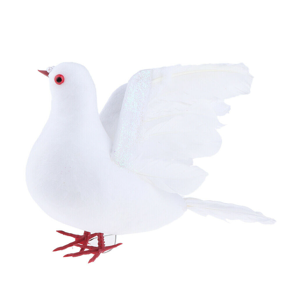 Simulation Artificial Feathered Doves Birds Weddings Decoration Ornament