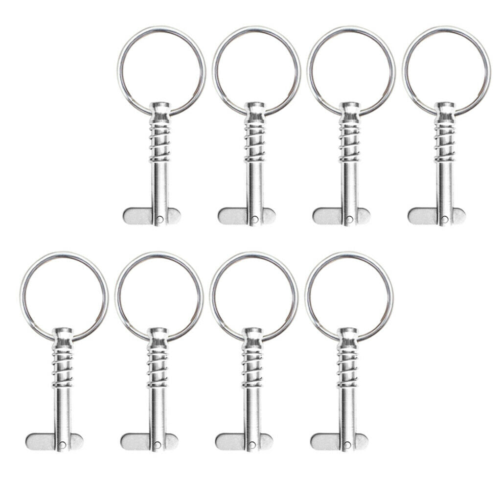 8 Pieces Boat Bimini Top Frame Quick Release Spring Pins 1/4 with Pull Ring Acce