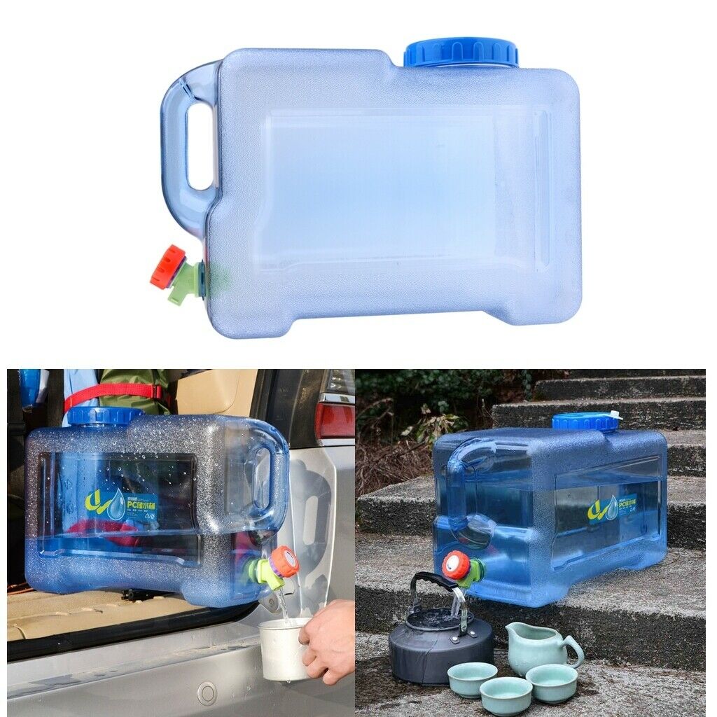 12L Plastic Water Jerry Can Liquid Carrier Drum Pouring Spout Tap Drinking