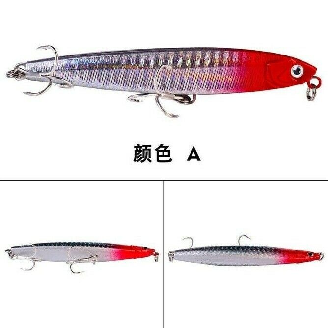 7x 15cm/18g Pencil Sinking Casting Fishing Lures ABS Bait Swimbait Groove Hook