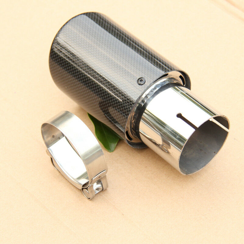 Universal Steel Real Carbon Fiber Auto Car Muffler Exhaust Tip 63MM IN-89MM OUT