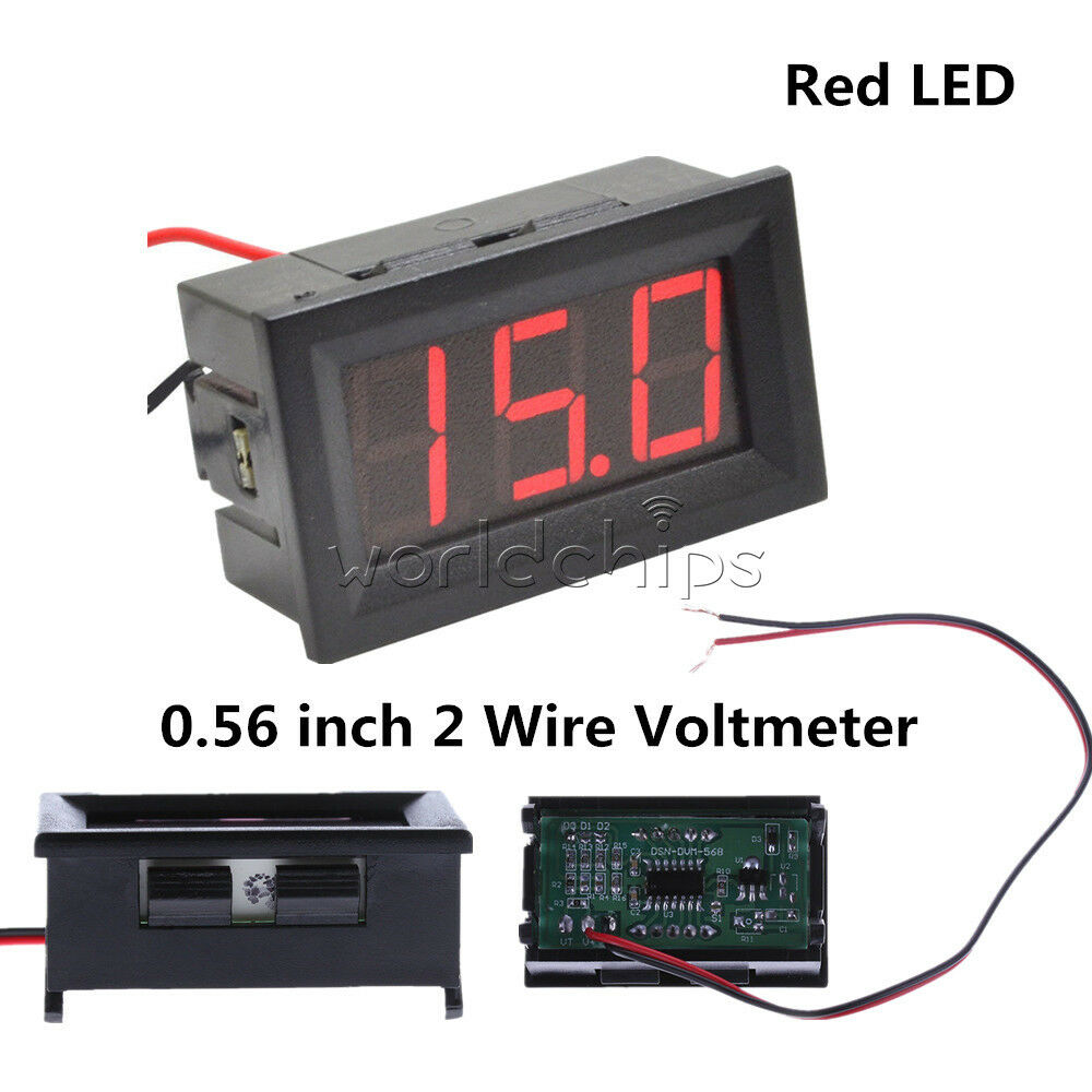 Red LED 0.56" DC 4.5-30V 2 Wire Voltmeter Panel 3-Digital Display Voltage Meter
