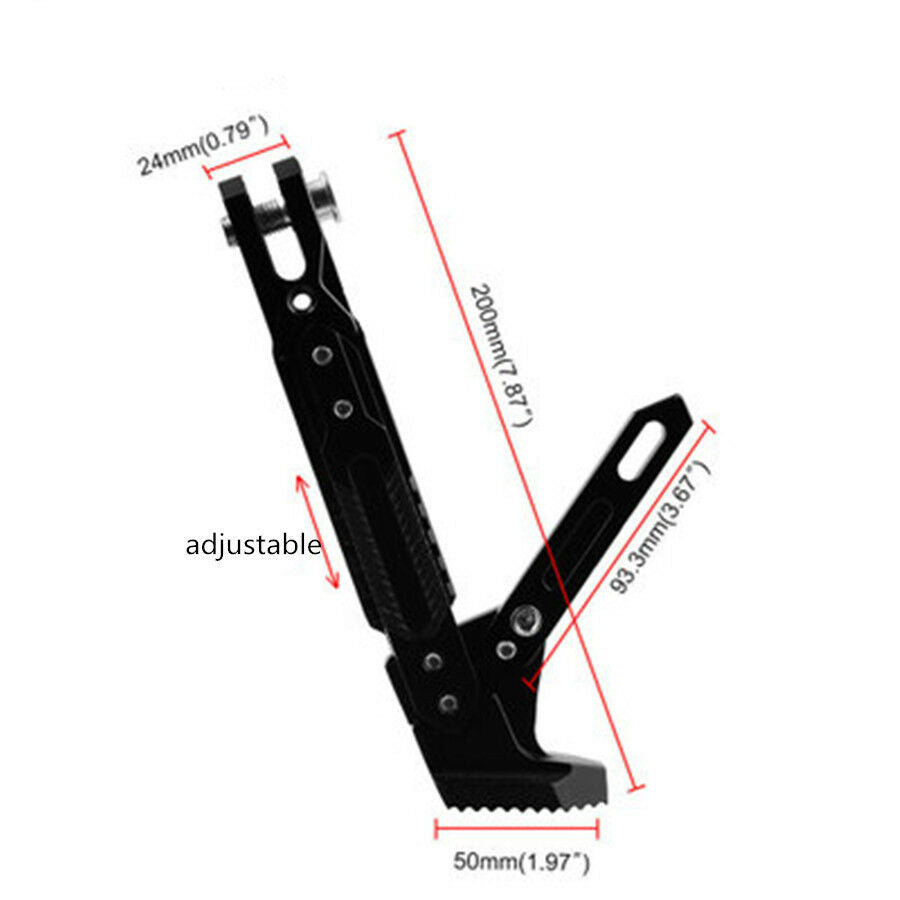 Black Alloy Adjustable Motorcycle Side Tripod Holder Cool Styling Fall Protect