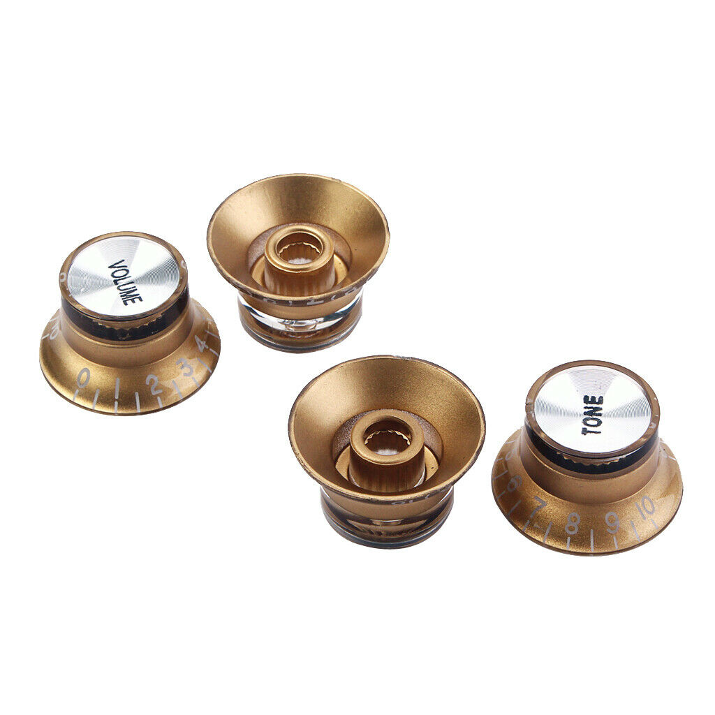 4 Pcs of Set Volume Tone Control Knobs for   Guitar Lovers Golden