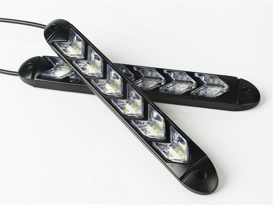 White/ yellow Flowing LED Strip DRL Side Turn Signal Headlight Arrow Blink lamp