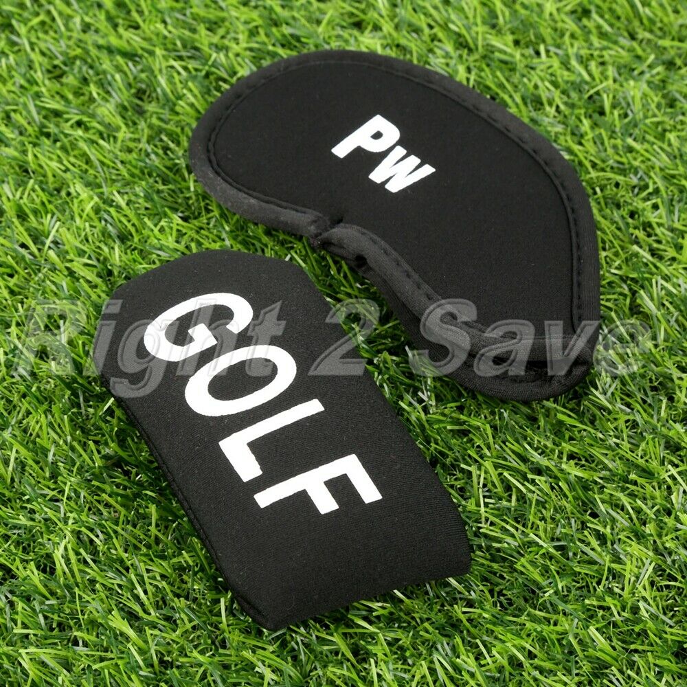 11pcs Black Golf Head Covers Golf Iron Protector Case Headcover With Numbers Kit